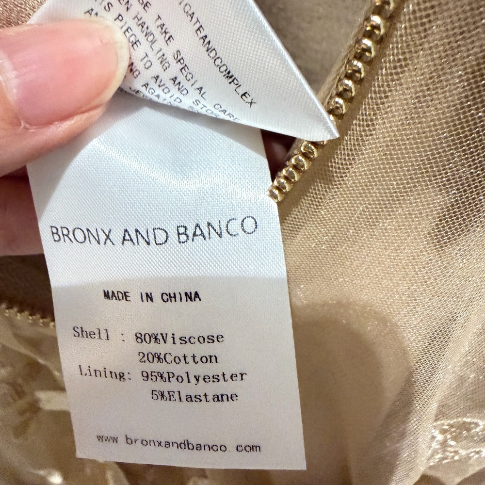 bronx and banco Strapless Beige Floral Lace Evening Dress - Picture 11 of 15